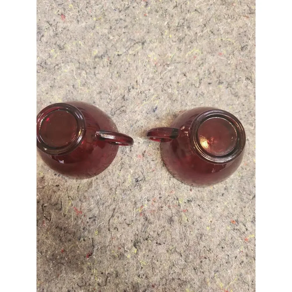 Vintage Anchor Hocking Royal Ruby Red Glass Punch Cups Tea 2 pieces 4oz